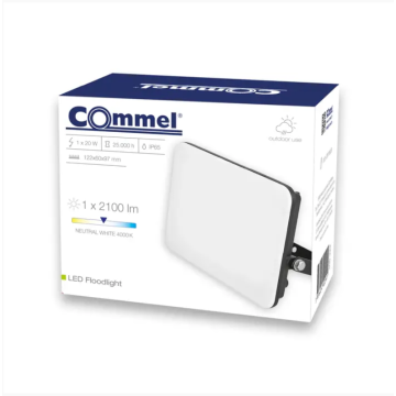 COMMEL reflektor LED 20W 4000K 2100 lm IP65 crni