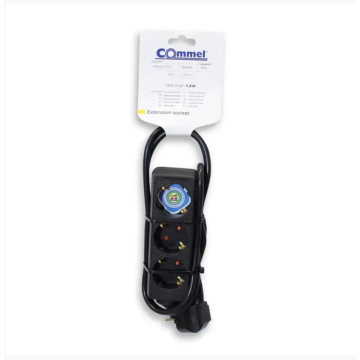COMMEL kabal produžni 3U 1,4 m 3500 W crni H05VV-F