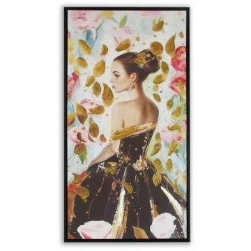 SLIKA djevojka sa laticama 50% ručni rad 40x80cm